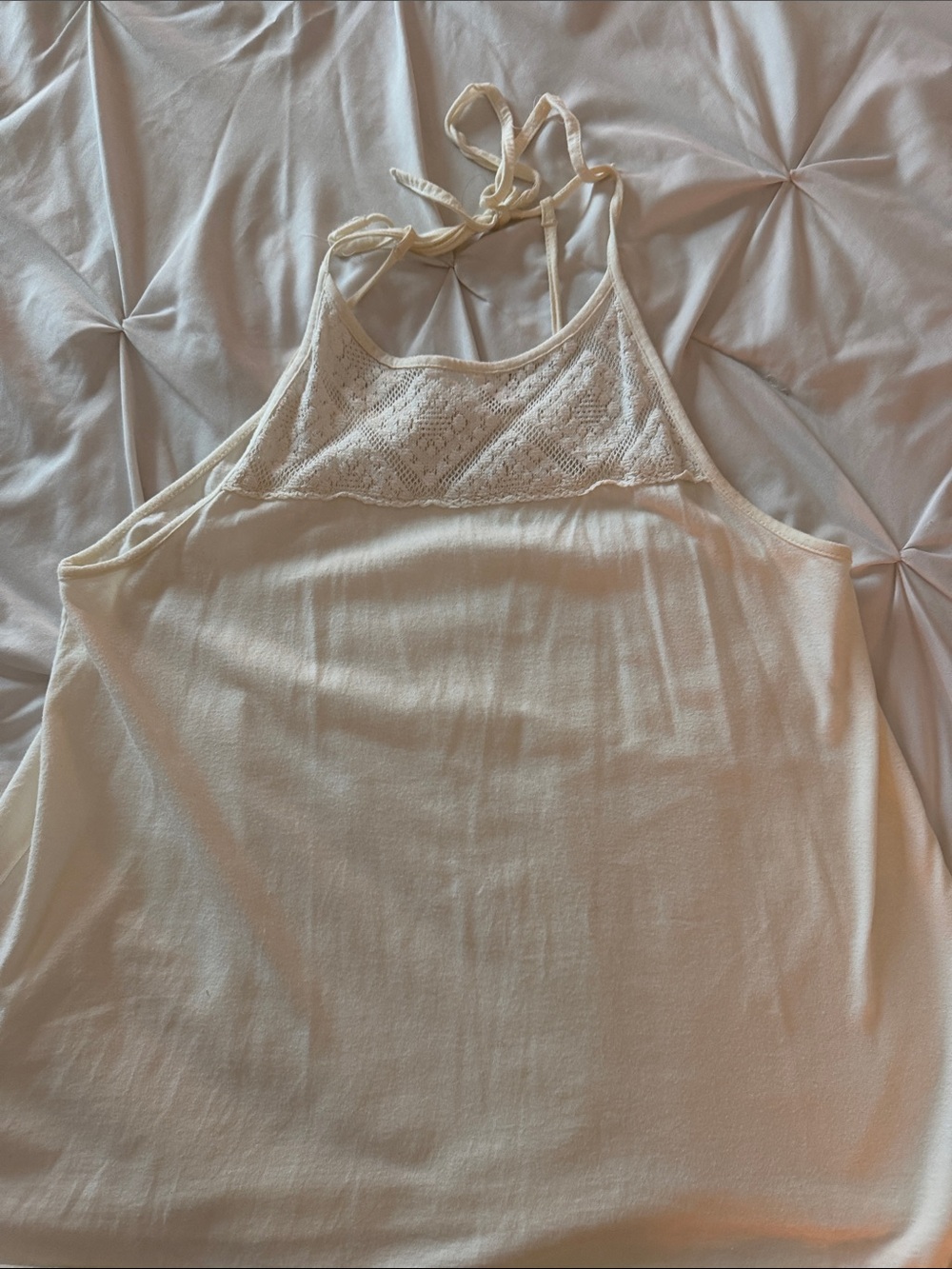 Roxy Cream Halter Lace Yoke Camisole